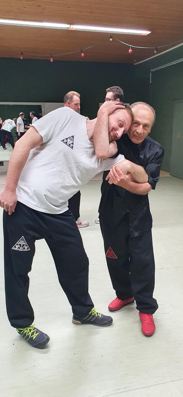 Sifu demonstriert eine Selbstverteidigungstechnik im Training